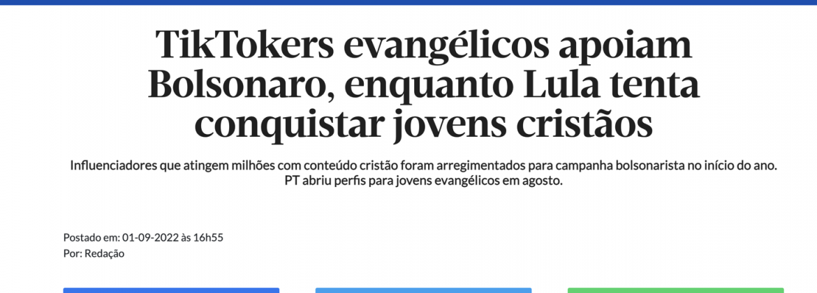 TikTokers evangélicos apoiam Bolsonaro; Lula tenta conquistar cristãos